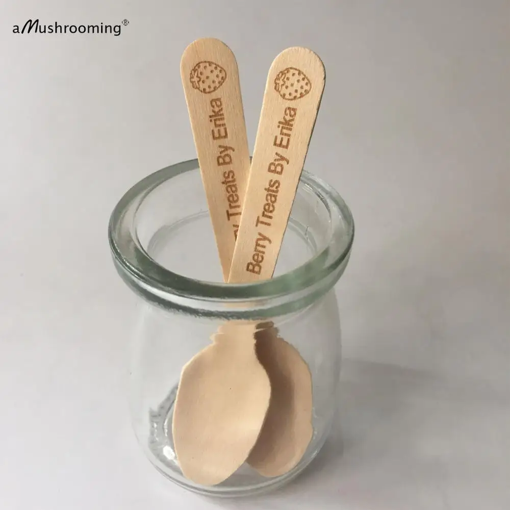 1000 шт лазерная гравировка мини ложки оптом одноразовые деревянные чайные