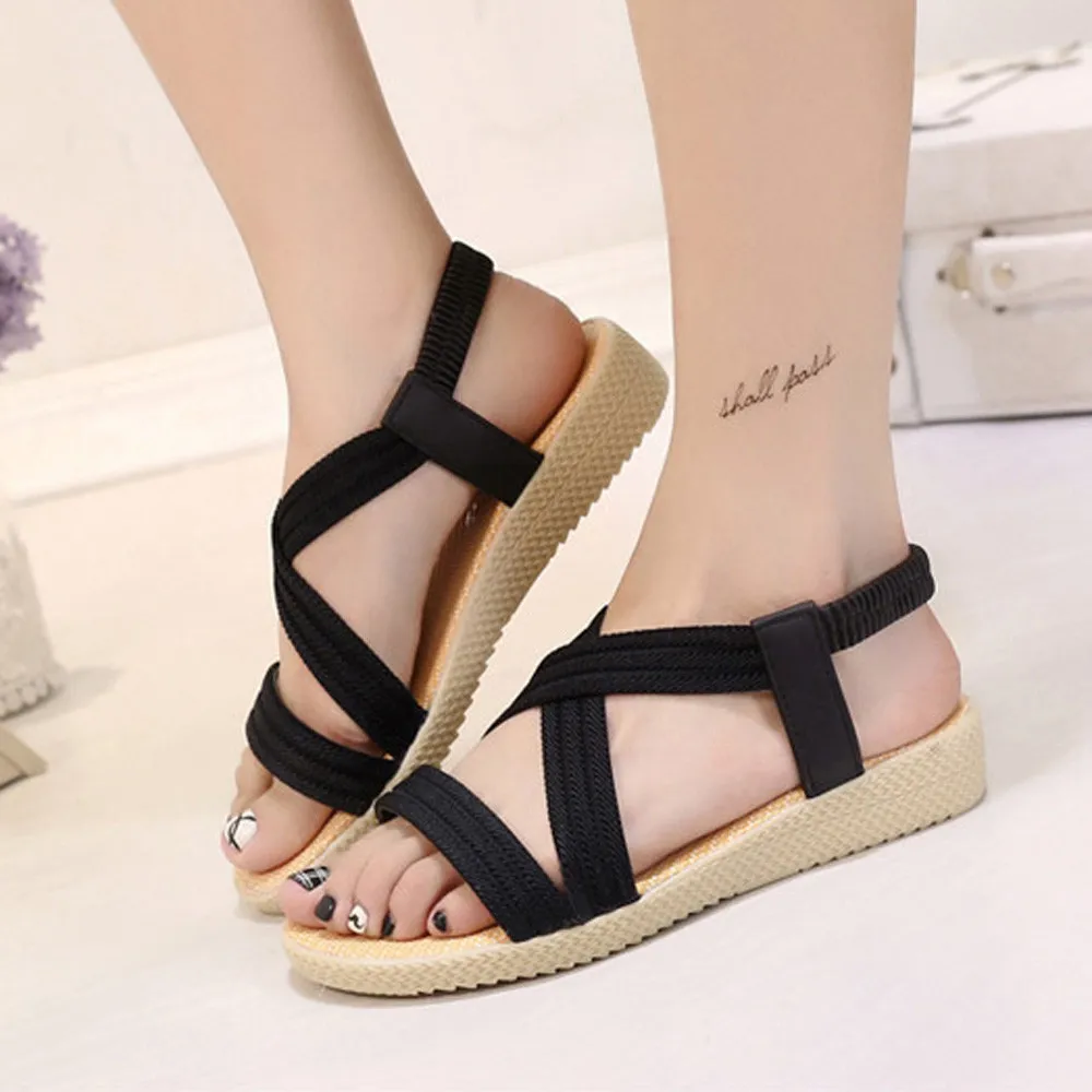 Женские сандалии на плоской подошве богемные с открытым носком летние #0203g10 |