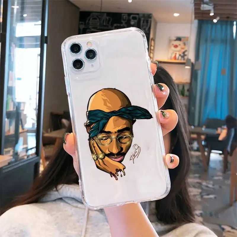 

American Rapper 2pac Phone Case Transparent for iPhone 6 7 8 11 12 s mini pro X XS XR MAX Plus