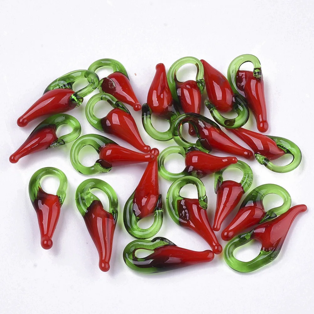 

Pandahall 1000pc Handmade Lampwork Pepper Pendants DIY Jewelry Accessories Finding Making Necklace Bracelets Wholesale,21mmx7m