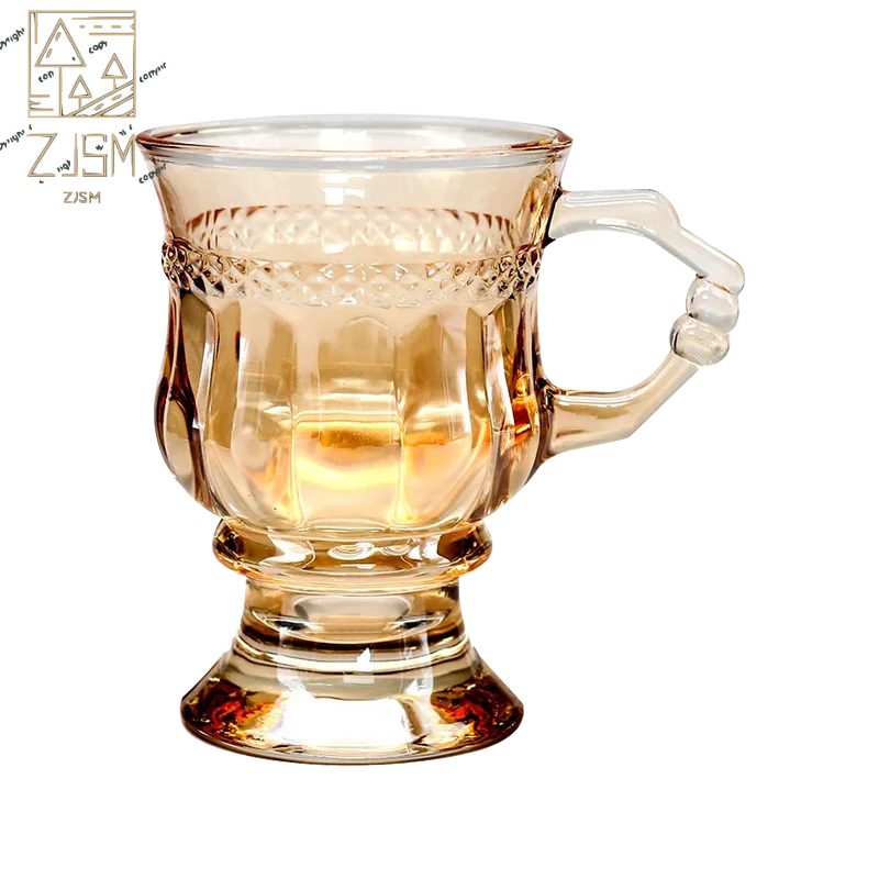 

Goblet Luxurious British Afternoon Tea Latte Coffee Cup Embossed Vintage European Style Glass Mug High-End Wine Set