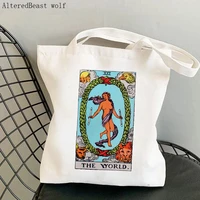 women shopper bag the world tarot card printed bag harajuku shopping canvas shopper bag girl handbag tote shoulder lady bag