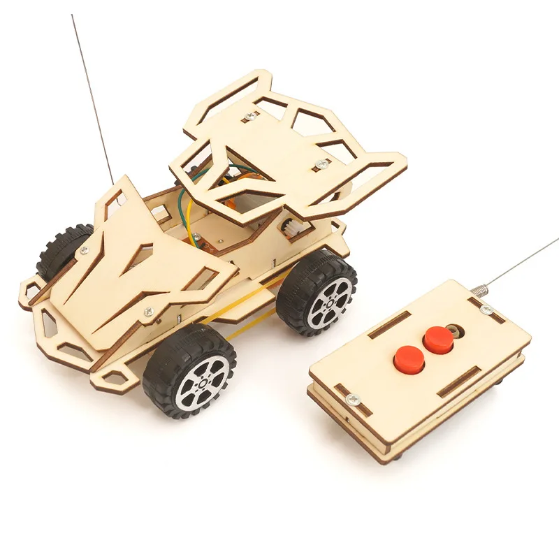 

DIY Assembled Electric Remote Control Jeep Wooden Puzzle STEM Toy Racing Car
