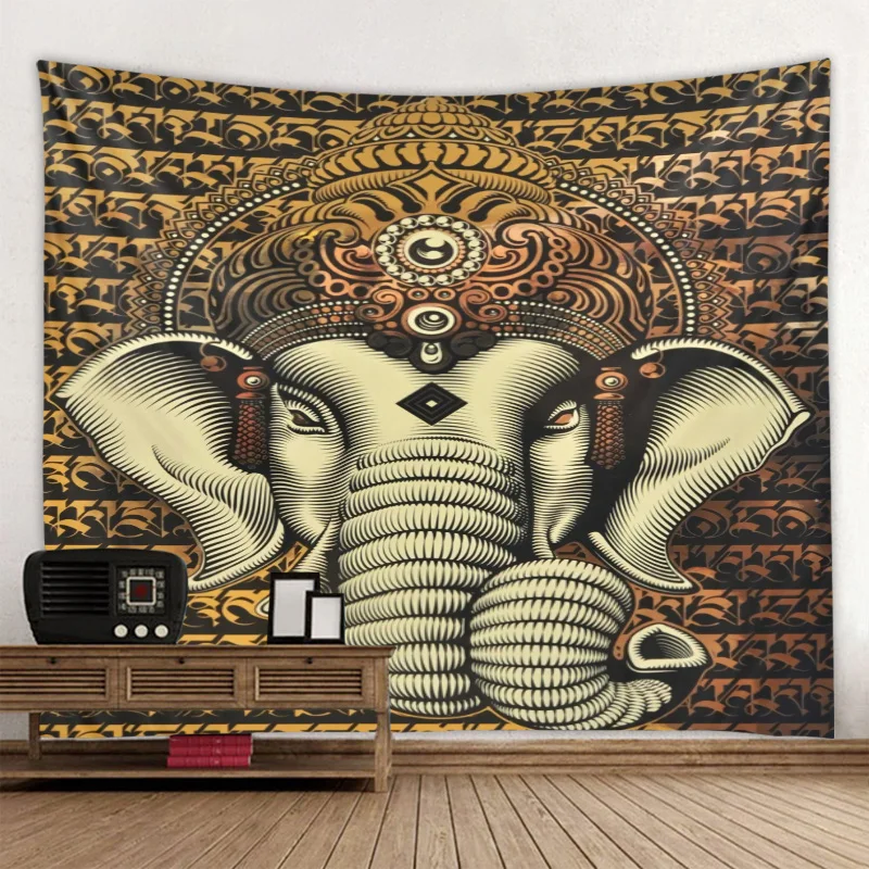 

Colorful Pattern Elephant Tapestry Hippie Bohemian Wall Decoration Mandala Fabric Wall Cushion Living Room Bedroom Decoration