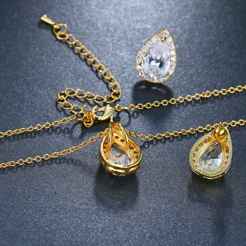 Милый женский комплект ювелирных изделий золотого цвета элегантное ожерелье со