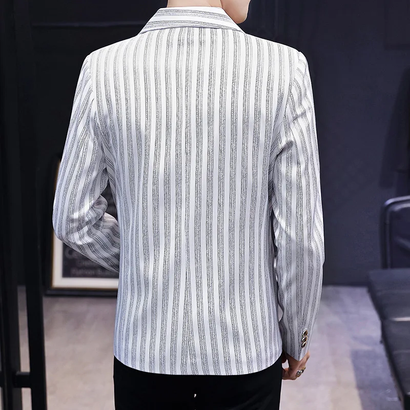 

HOHO 2020 Men's England Slim Fit Spring Stripes Suit Teenager Fashion Leisure Suit