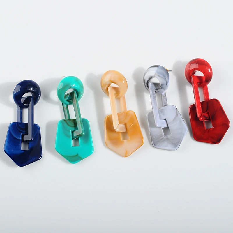 Новые акриловые серьги подвески желеобразного цвета с большими звеньями для