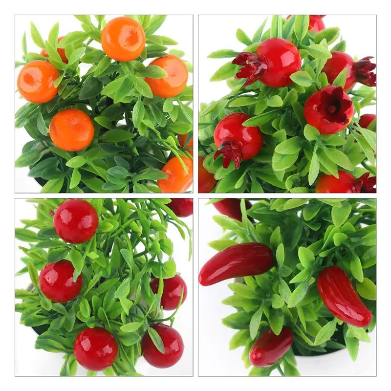 Искусственные растения бонсай оранжевый гранат фруктовое дерево подоконник