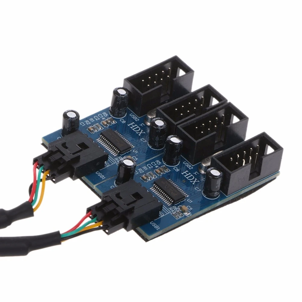 Чехол для ПК внутренний 9-Контактный USB 2 0 папа от 1 до 4 разветвитель PCB расширитель