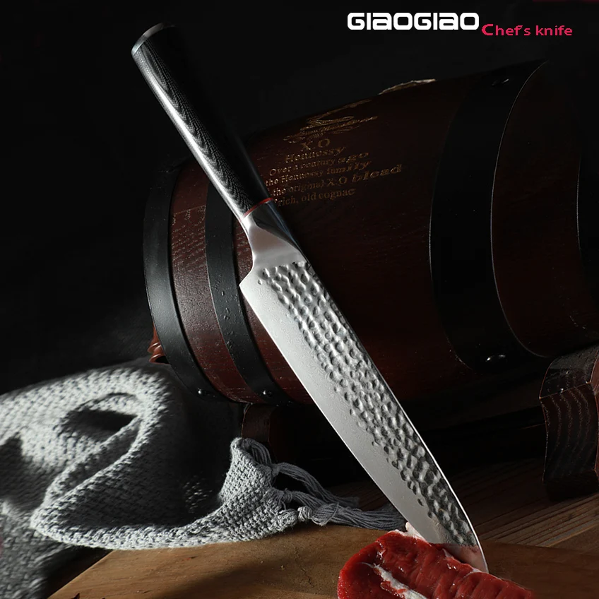 Нож шеф-повара из дамасской стали 8 дюймов Ручка G10 японские кухонные ножи для