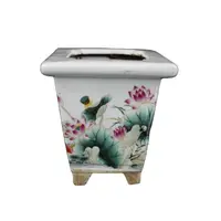 Republic of China famille rose lotus pattern square flower pot Jingdezhen porcelain home decoration ornaments