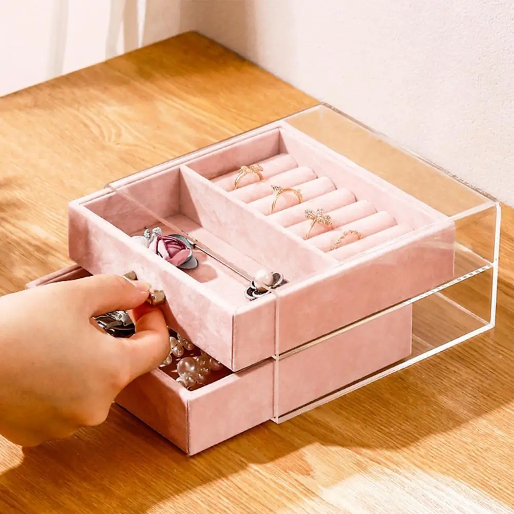 

Smooth Jewelry Display Box Waterproof Dust-proof Portable Trough Design Jewelry Display Holder