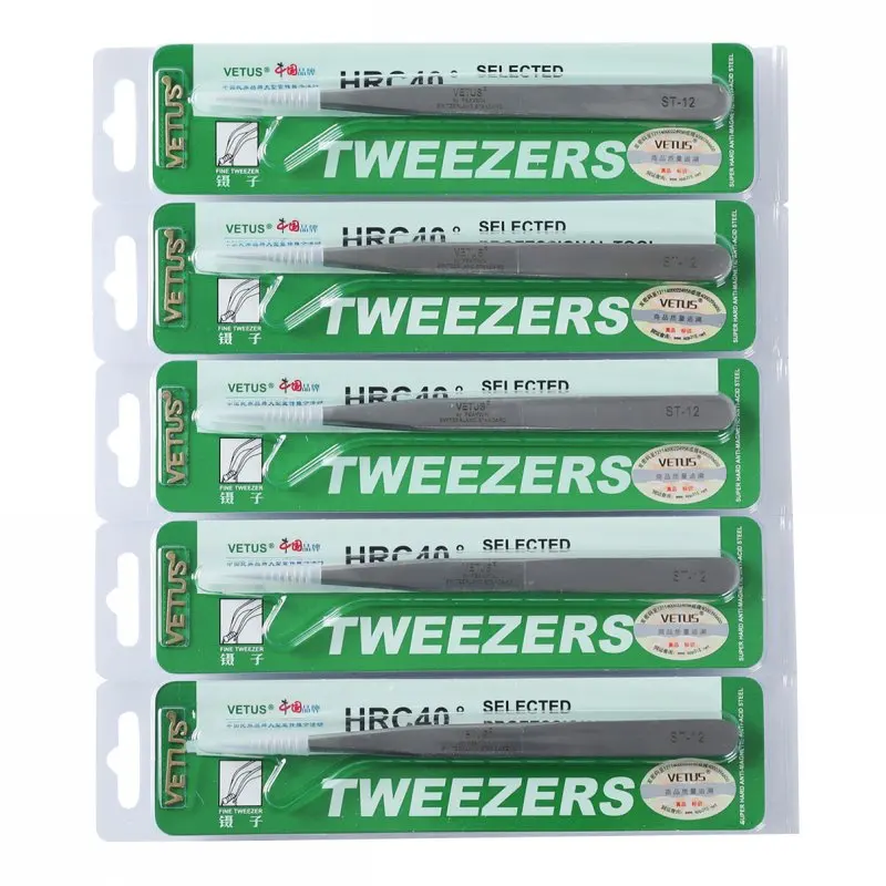 

10pcs/Lot Vetus Stainless Steel Eyelash Tweezers High Presicion Tweezers Grafting Makeup Tools