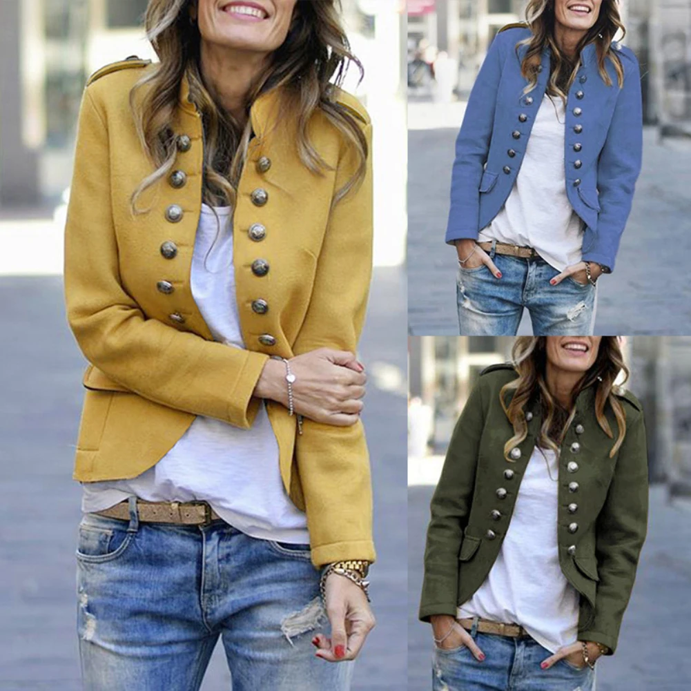 

2020 New Women Short Blazer Jacket Autumn Winter Long Sleeve Suits Feminino Yellow Blazer Coats Ladies Clothing Streetwear