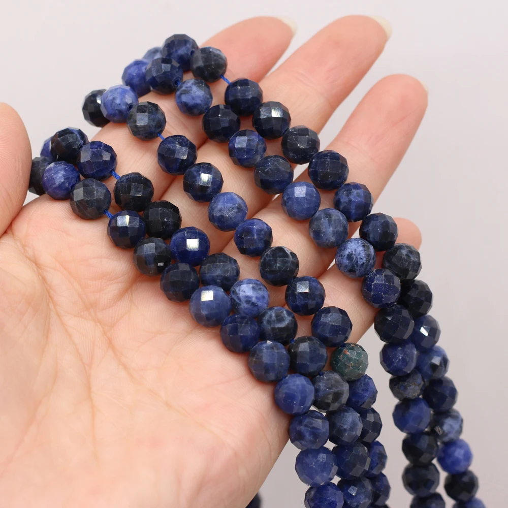 

8mm Faceted Round Lapis Lazuli Beads Natural Semi-precious Stone Loose Beads for DIY Jewelry Making Necklace Bracelet Gift 14''