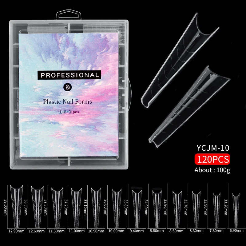 

120pcs Full Coverage Carved Nail Tips Crystal Armor Extension Skills To Quickly Build Molds Long Press on Nails for Phototherapy