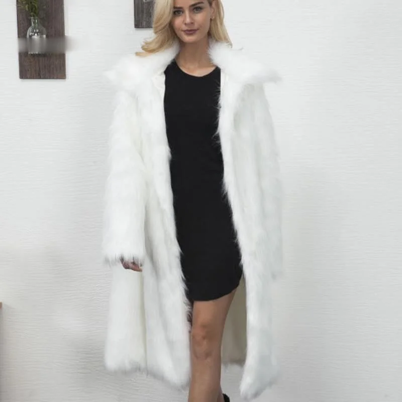 2021 Long Faux Fur Parkas Outerwear S-XXXL Thick Warm Winter Faux Fox Fur Women Imitation Fur Coat New Fashion Clothing