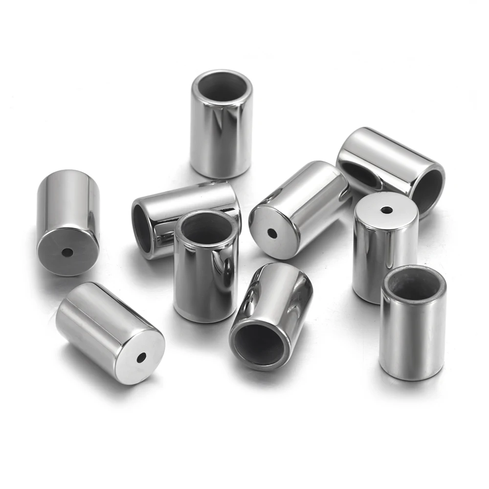 Steel 10 шт Бусины из нержавеющей стали 6 мм/1 мм для подключения кожаного шнура и бусин прокладки для браслета аксессуары для изготовления ювелирных изделий - Цвет: Steel