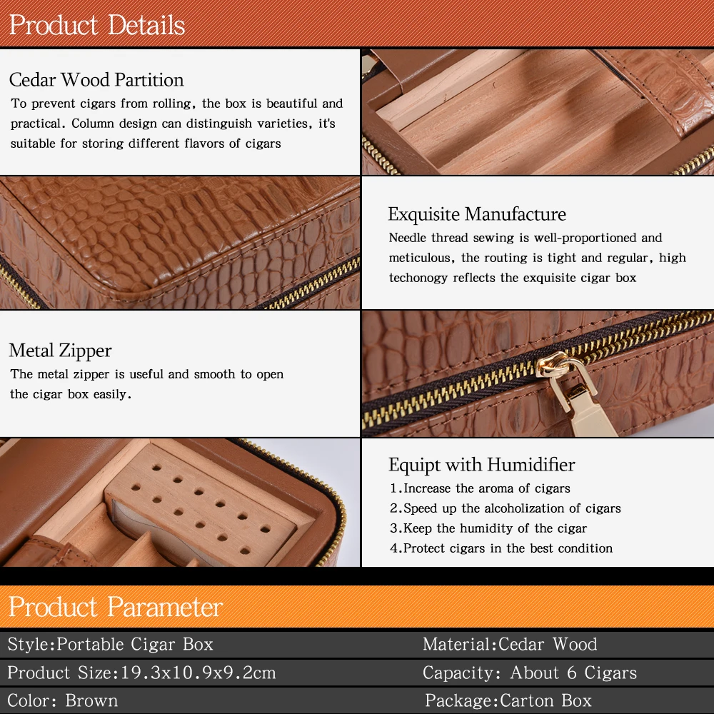 VOLENX кожаная коробка для сигар с увлажнителем Классический чехол хьюмидор