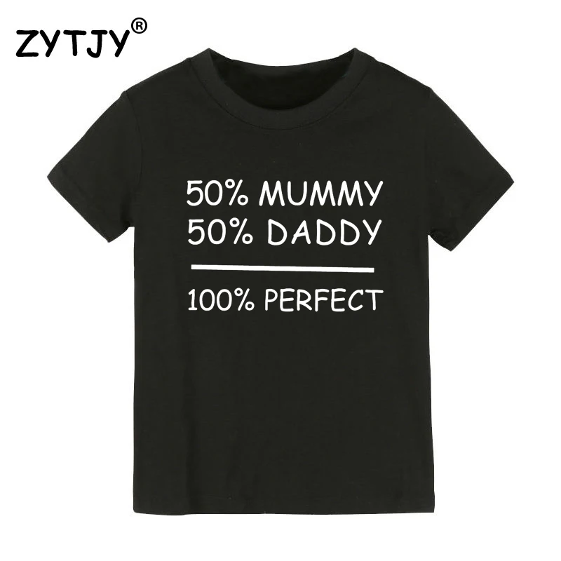 

50 Percent Mummy 50 Percent Dadd Kids tshirt Boy Girl t shirt For Children Toddler Clothes Funny Tumblr Top Tees Drop Ship CZ-59