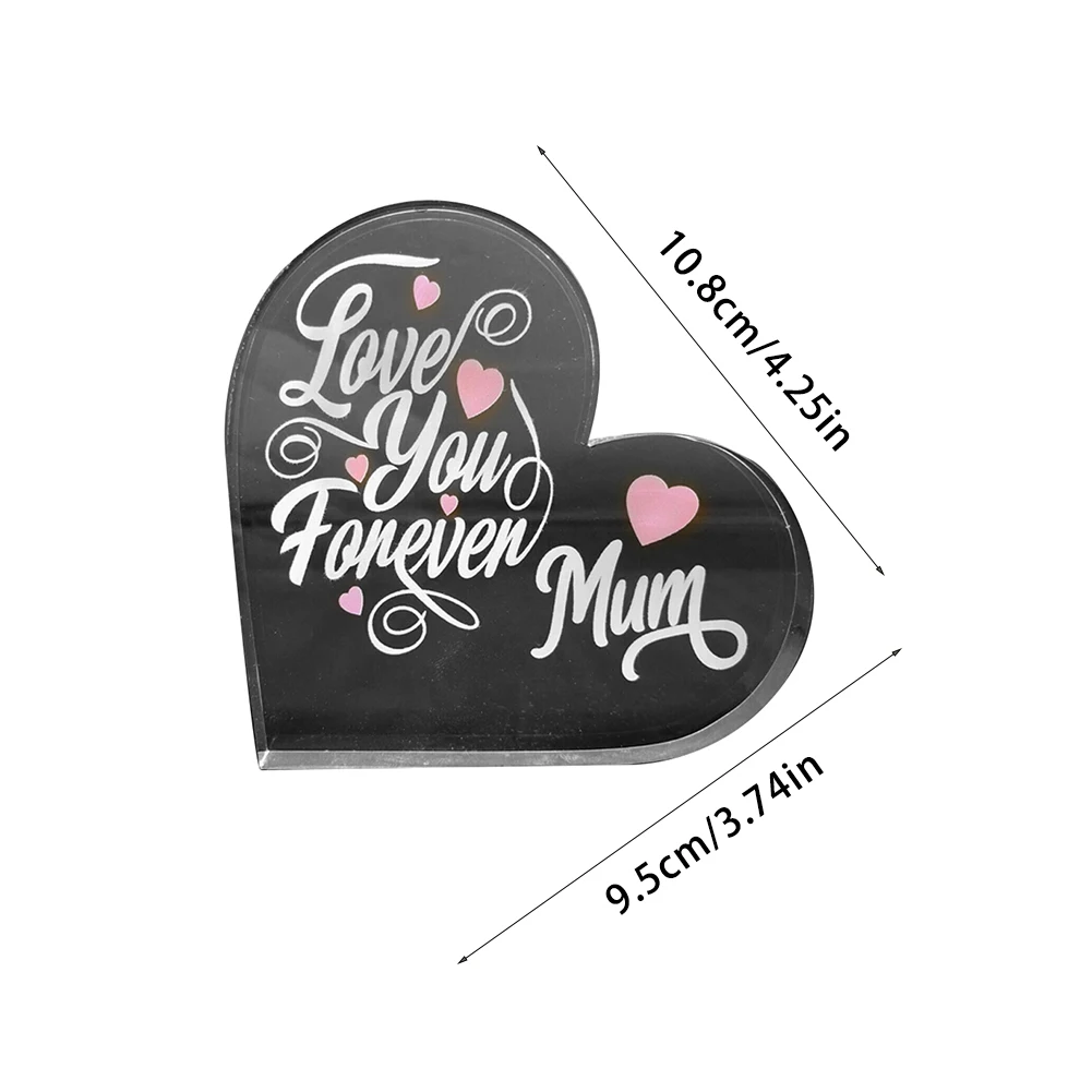 

Mothers Day Ornaments Transparent Heart-Shaped Ornaments Acrylic Display Stand With Pink Heart For Mother Gift Home Decor
