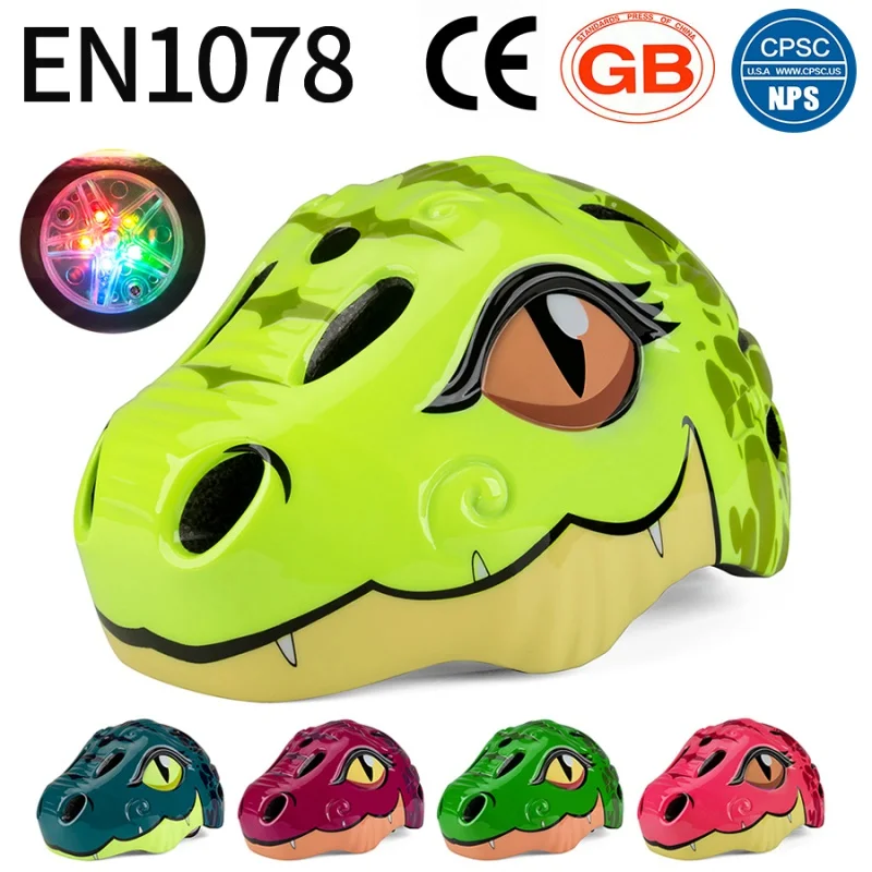 

5-10 Years Children's Bike Helmets High Density Cartoon Dinosaur Skating Child Helmet Ultralight Children's Protective Gear