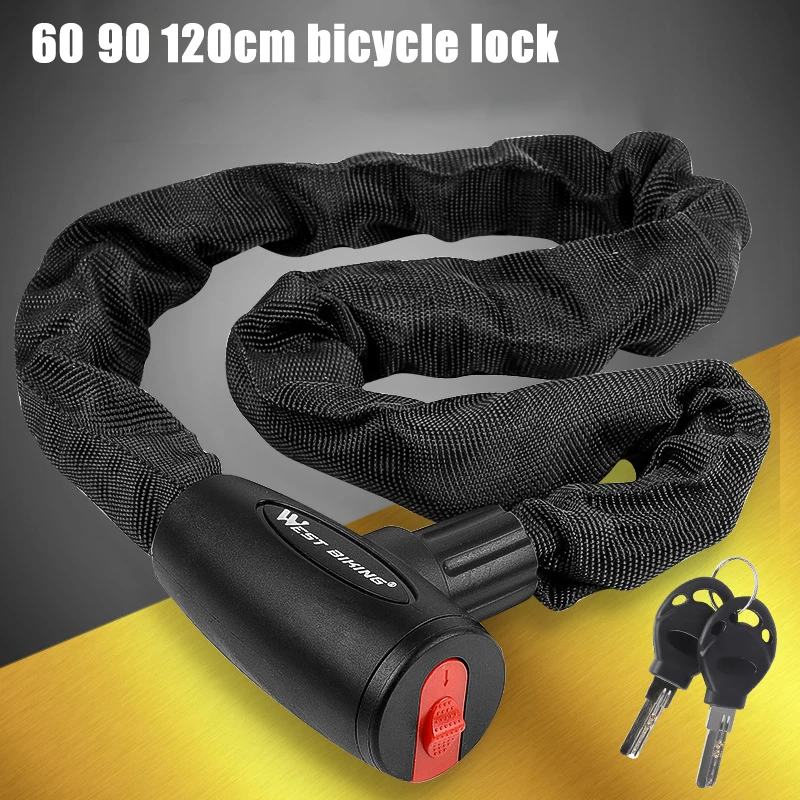 

60 90 120cm Bicycle Anti-theft Chain Lock Anti-theft Key Lock Mountain Bike Electric Bike Motorcycle Battery Car Chain Lock