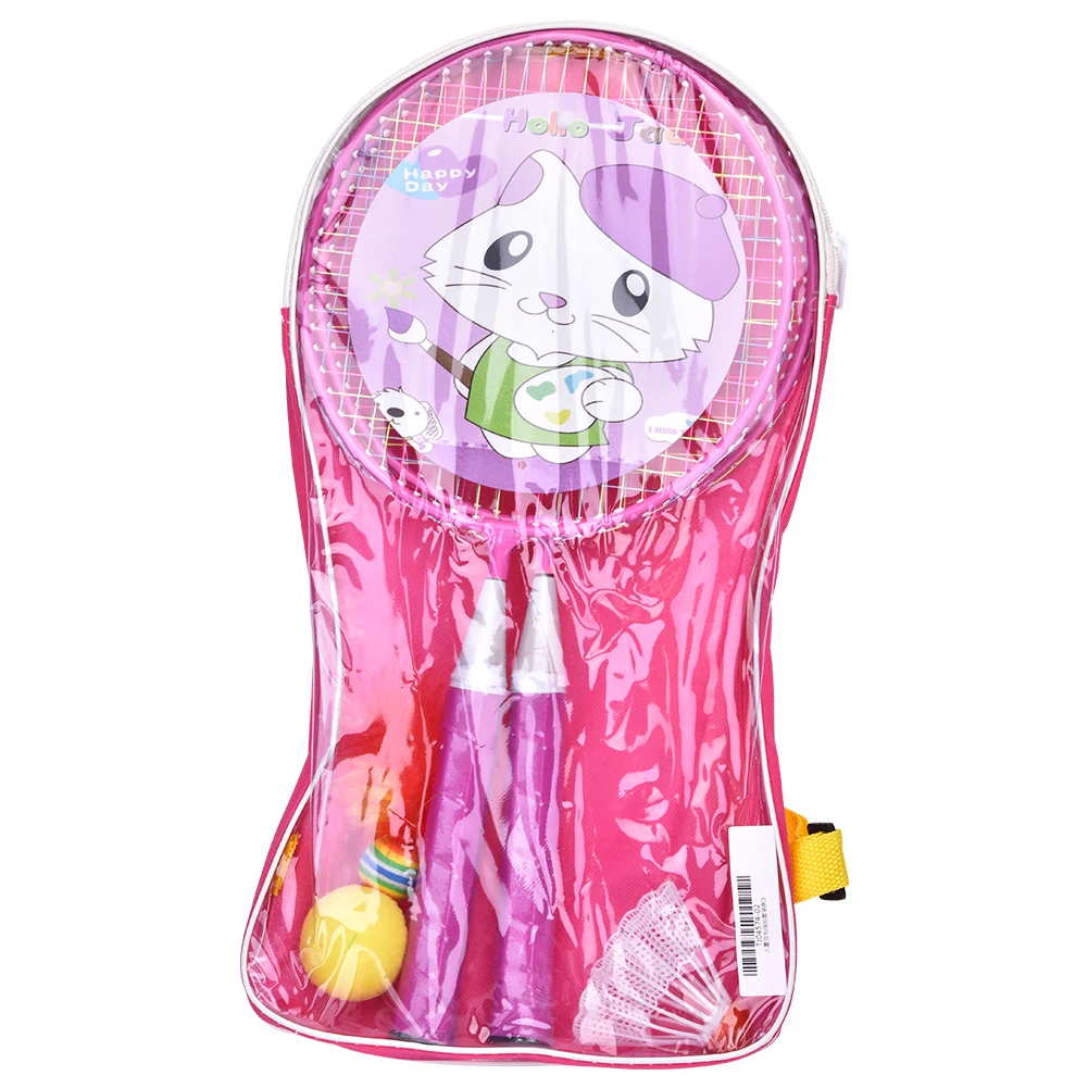 

1 Pair Colorful Children Entertainment Cartoon Badminton Rackets Set for Sports Games (Pink)