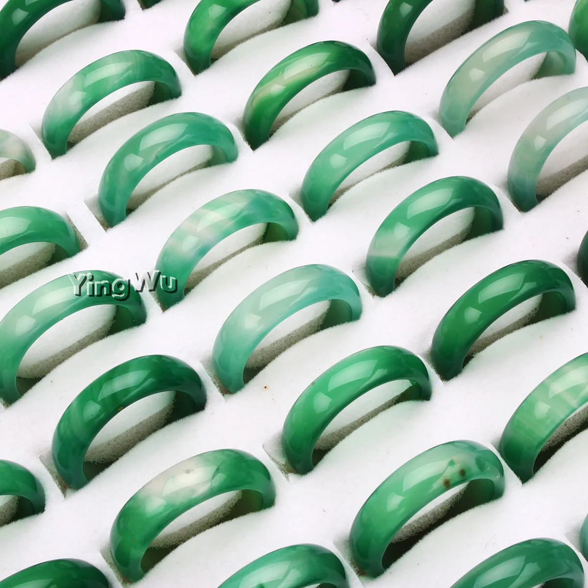 Кольцо Yingwu из натурального зеленого агата и нефрита 50 шт. | Украшения аксессуары