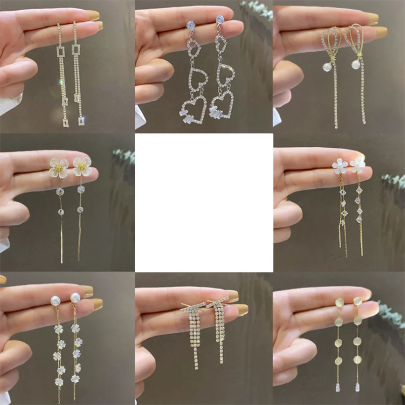 

Fashion Long Tassel Drop Earrings With Heart Flower Various Design For Women Trendy Elegant Personalized Earrings Jewelry Gift