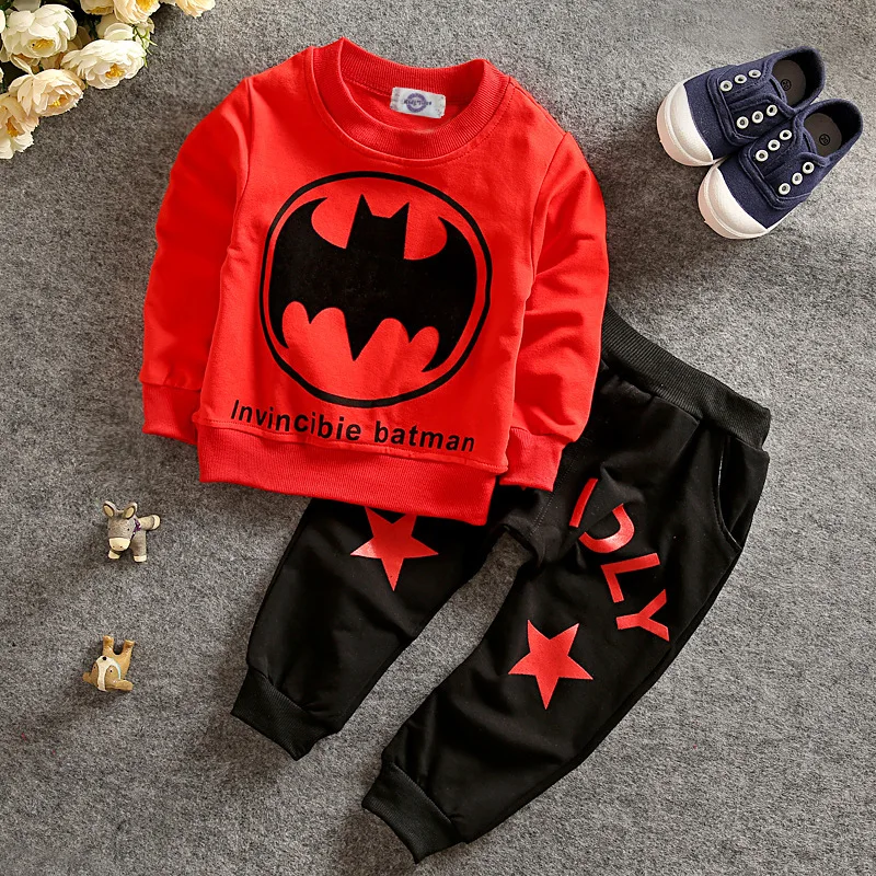 

Autumn Children's Spring and Autumn Suit 2020 Korean Boy Bat Cartoon Two-Piece Set Factory Outlet