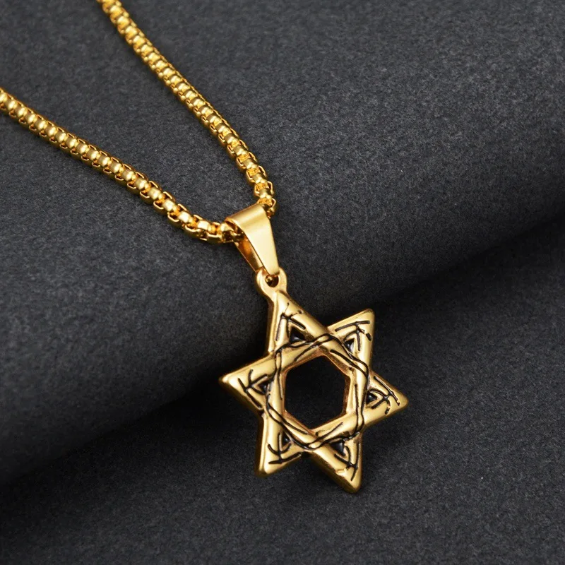 Хип-хоп панк маленькие полые шестиконечные звезды Подвески ожерелье золотой