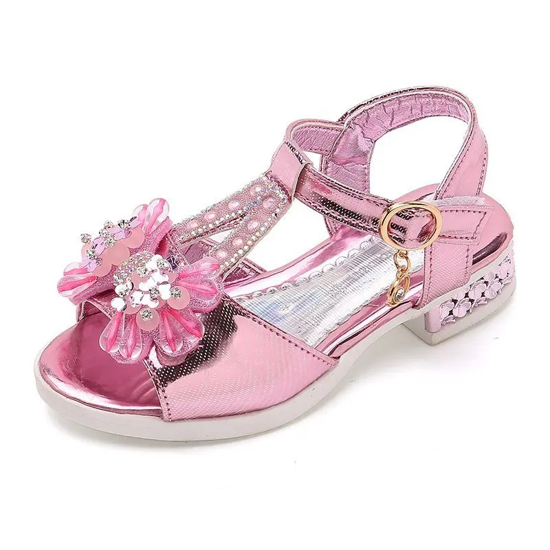 Детские сандалии для девочек со стразами 2021 летние Молодежные дети принцессы