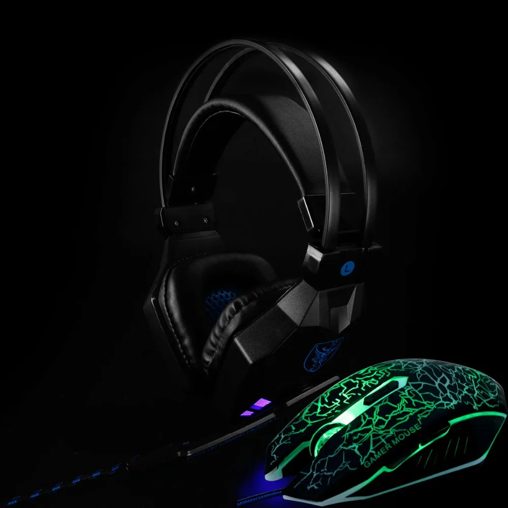 Led 3,5 мм наушники игровая гарнитура с микрофоном для геймеров ПК PS4 игры Стерео Игровые наушники с микрофоном для компьютера