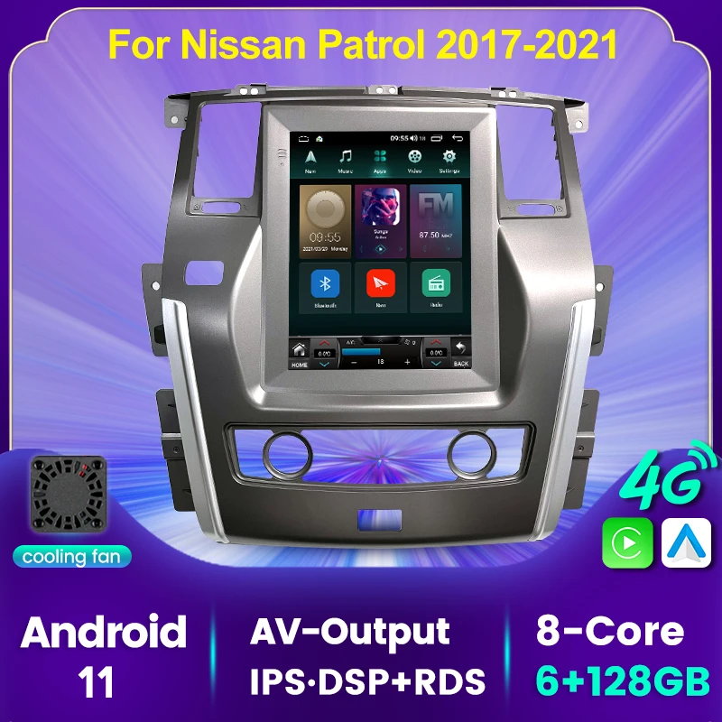 

9.7inch Vertical Screen 4G LTE Android 11 6GB+128GB Car Multimedia GPS Radio Player For Nissan Patrol 2017 2018 2019 2020 2021