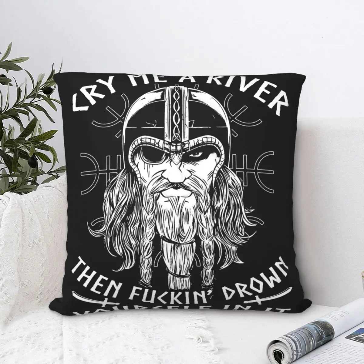 

Viking Cry Me A River Throw Pillow Case Viking Norse Mythology Short Plus Cushion Covers For Home Sofa Chair Decorative Backpack