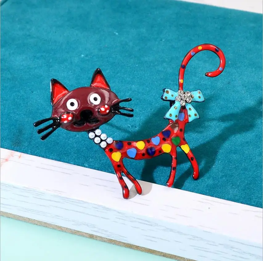 2022 fasahion Lovely Cat Brooches 2-color Enamel Pet Animal Party Casual Brooch Pins For Women Men Gifts | Украшения и аксессуары