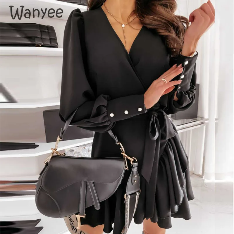 

Модные женские сексуальные короткие платья, женское повседневное мини-платье, свободное богемное ТРАПЕЦИЕВИДНОЕ весенне-осеннее платье с ...