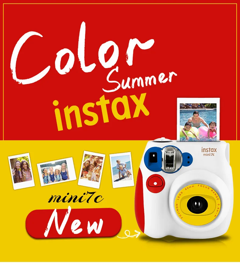 Подлинный Fujifilm Instax Mini 7C 7S камера 6 цветов в продаже Белый Розовый Синий мгновенная печать фото фильм съемка