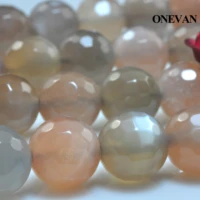 onevan natural grey orange moonstone faceted round stone beads bracelet necklace jewelry making diy accessories gift design