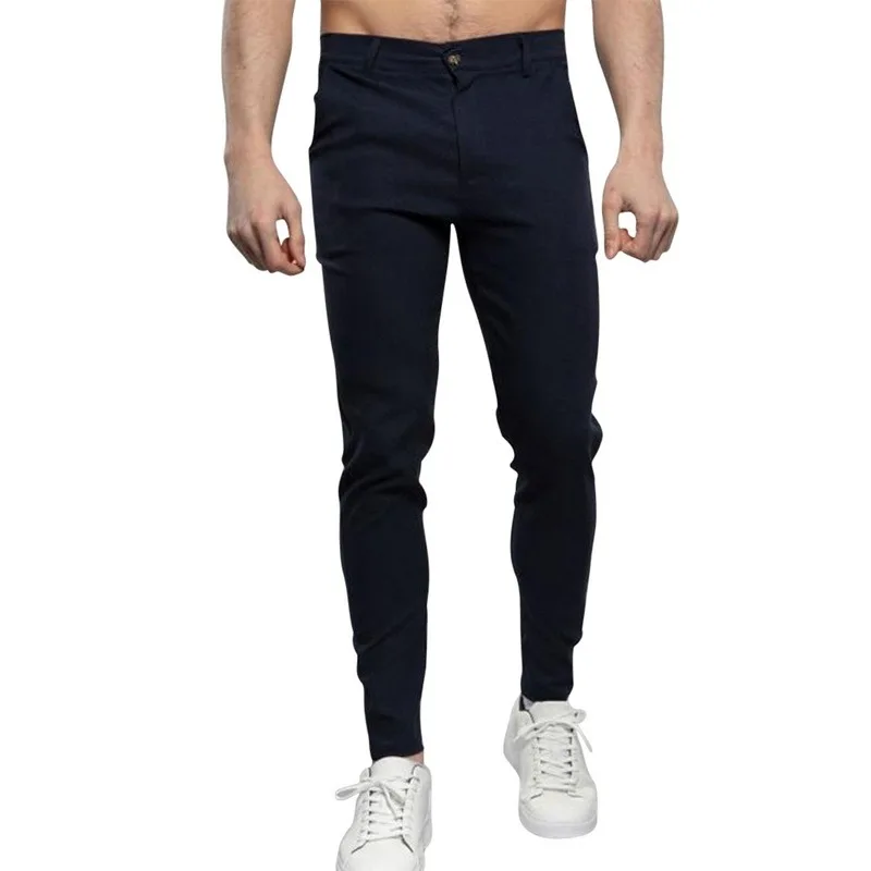 

NIBESSER New Design Casual Men Pants Cotton Slim Pant Straight Trousers Fashion Business Solid Pants Men PantalonesHomme