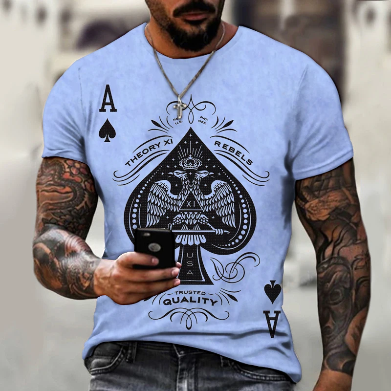 

Clothes breathable short-sleeved trendy sports men's 3d digital printing short-sleeved men's 2021 new casual playing cards patte