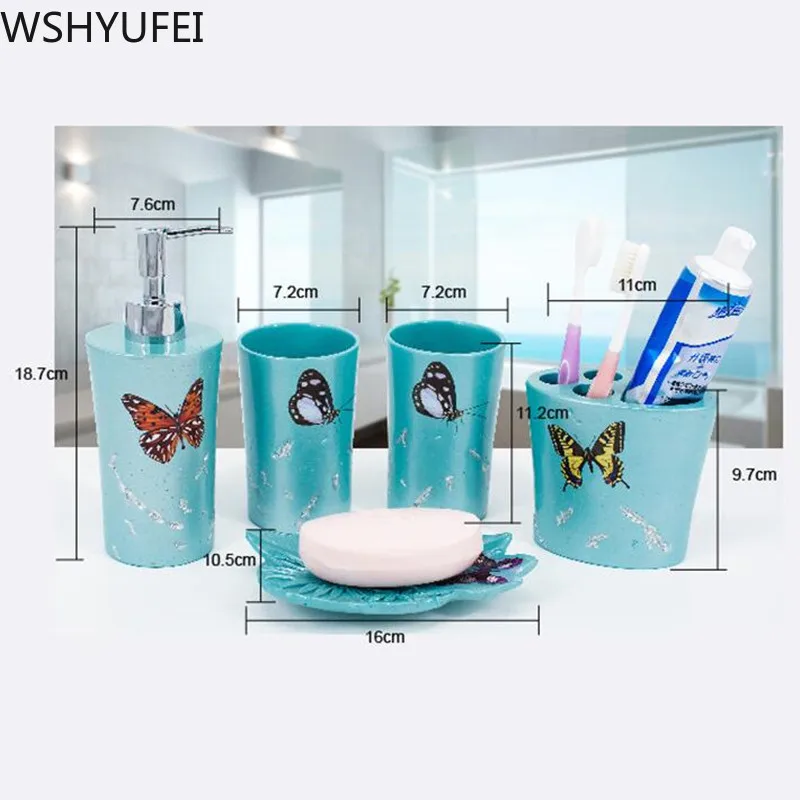 

5pcs/lot Resin bathroom set Couples Washing cups Shower gel lotion bottles Upscale hotel bathroom decoration Supplies WSHYUFEI