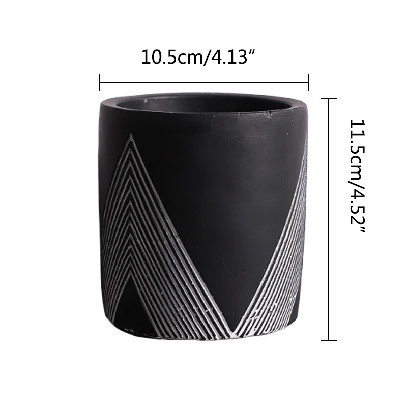 

Nordic Black Striped Cement Flower Pot Ornament Plants Pots Room Desktop Decor Decoration Artware Home Decoration Accessories