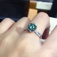 2020 new fashion blue green morganite gemstone adjustable rings for women 925 silver resizable fine jewelry wedding casual gift