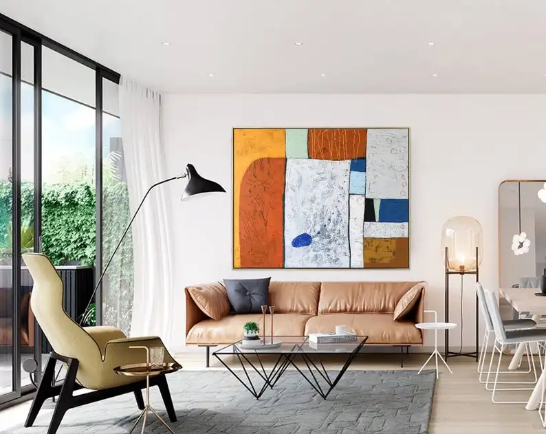 

Abstract Painting Original Large Acrylic Canvas Wall Art Expressionism Contemporary Modern Painting Wall Art on Canvas My blue