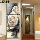 Алмазная вышивка 3 шт., Роскошные картины с розами для гостиной, домашний декор, 5D алмазная живопись сделай сам, полноразмернаякруглая,