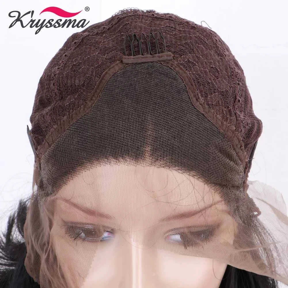 

KRYSSMA Orange Red Synthetic Lace Front Wig Heat Resistant Long Wavy Copper Wigs for Women Glueless Cosplay Party Free Part Hair