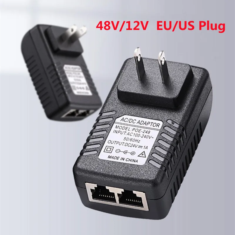 

48V/12V POE injector Ethernet CCTV Power Adapter 0.5A /2A 24W POE for IP camera IP Phones POE Switch Power Adapter EU/US Option
