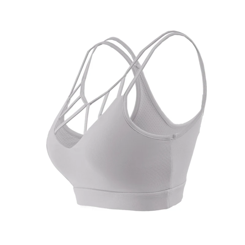 

Double-Shoulder Strap Sports Bra Sexy U-shape Front Cross Yoga Bra Push Up Quick-Drying Gym Top Shock-Proof Activewear